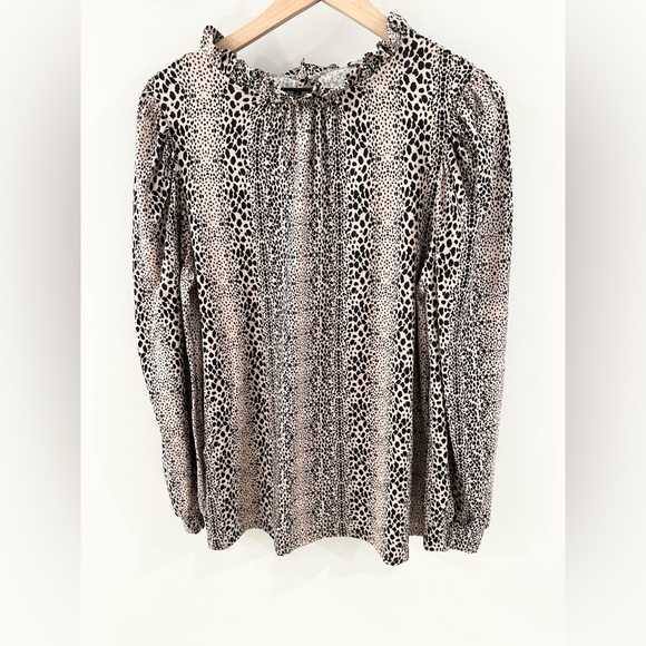 Jodifl Long Sleeve Animal Print Blouse Brown Size Medium - Picture 5 of 7